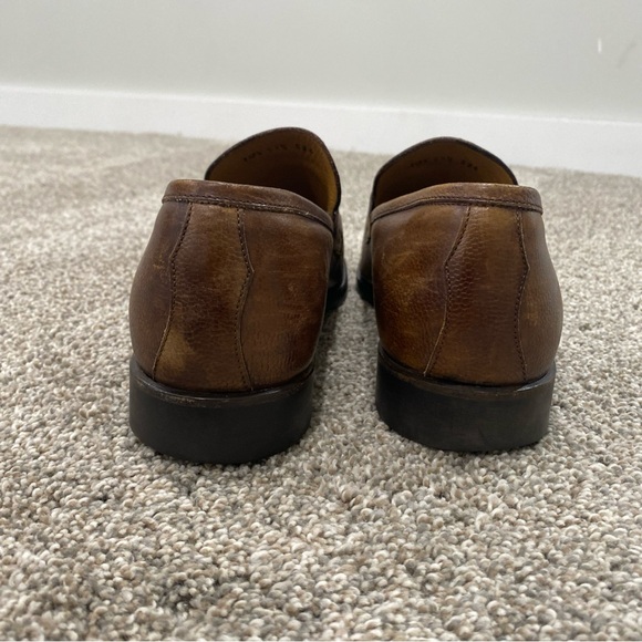 Di Bianco SPQR Apron Toe Brown Penny Loafer shoes US 10.5 Italy Pebble Leather - Picture 7 of 12